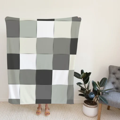 Black White Square Patchwork Art Fleece Blanket