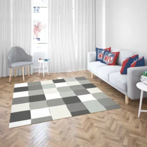 Black White Square Patchwork Art Rug 2