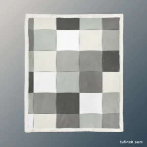 Black White Square Patchwork Art Sherpa Fleece Blanket 1