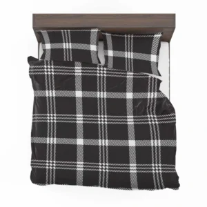 Black White Tartan Plaid Scottish Bedding Set 2