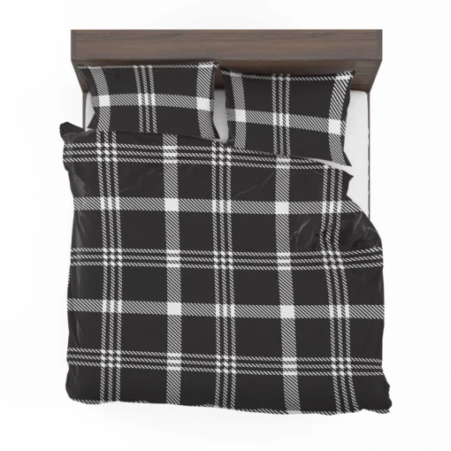 Black White Tartan Plaid Scottish Bedding Set 2