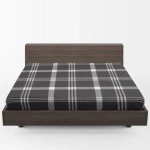 Black White Tartan Plaid Scottish Fitted Sheet 1