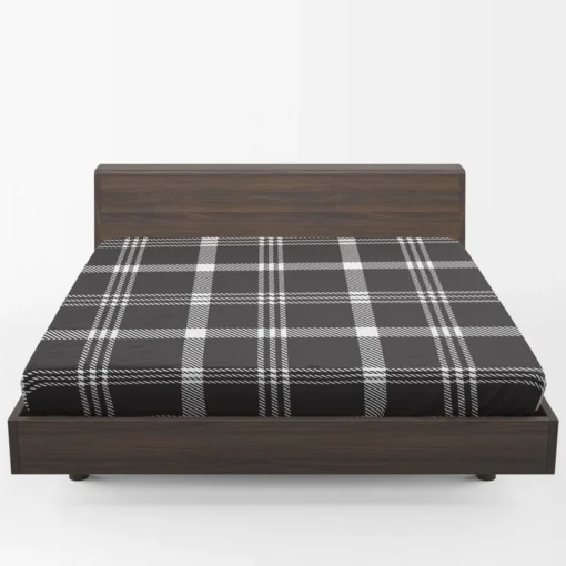 Black White Tartan Plaid Scottish Fitted Sheet 1