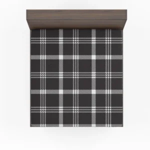 Black White Tartan Plaid Scottish Fitted Sheet