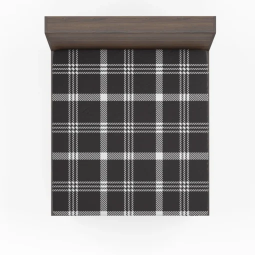 Black White Tartan Plaid Scottish Fitted Sheet