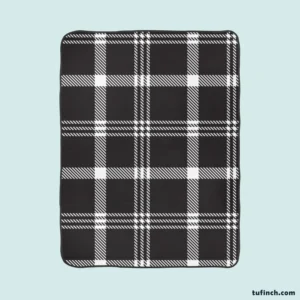 Black White Tartan Plaid Scottish Fleece Blanket 1