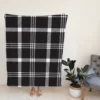 Black White Tartan Plaid Scottish Fleece Blanket