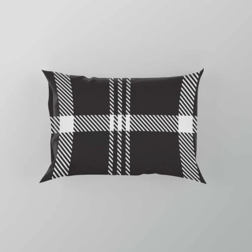 Black White Tartan Plaid Scottish Pillow Case