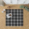 Black White Tartan Plaid Scottish Rug