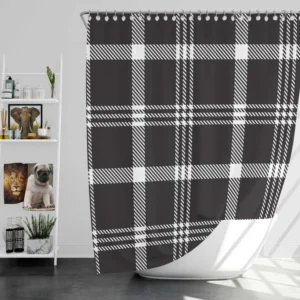 Black White Tartan Plaid Scottish Shower Curtain