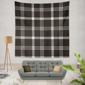 Black White Tartan Plaid Scottish Wall Tapestry