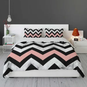 Black Zigzag On Marble Background Bedding Set 1