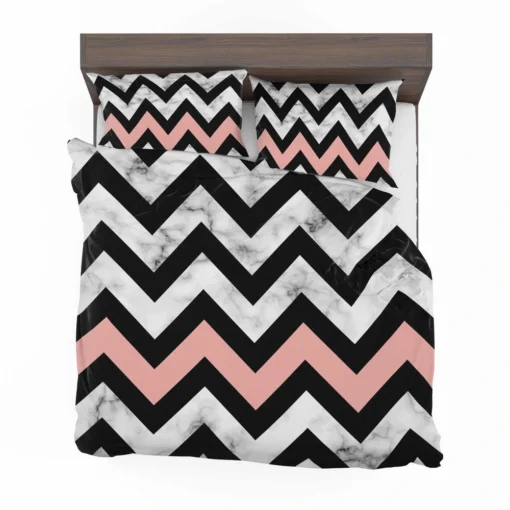 Black Zigzag On Marble Background Bedding Set 2