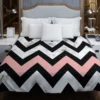 Black Zigzag On Marble Background Duvet Cover