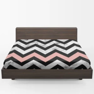 Black Zigzag On Marble Background Fitted Sheet 1