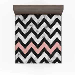 Black Zigzag On Marble Background Fitted Sheet