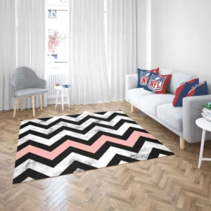 Black Zigzag On Marble Background Rug 2