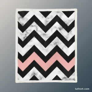 Black Zigzag On Marble Background Sherpa Fleece Blanket 1