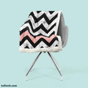 Black Zigzag On Marble Background Sherpa Fleece Blanket 2