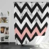 Black Zigzag On Marble Background Shower Curtain