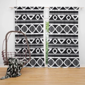 Black and White Aztec African Pattern Curtain