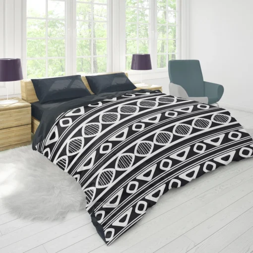 Black and White Aztec African Pattern Duvet Cover 1