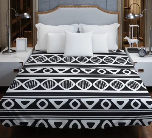 Black and White Aztec African Pattern Duvet Cover