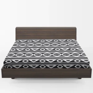 Black and White Aztec African Pattern Fitted Sheet 1