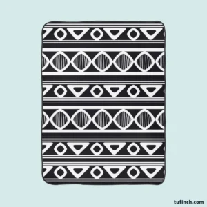 Black and White Aztec African Pattern Fleece Blanket 1