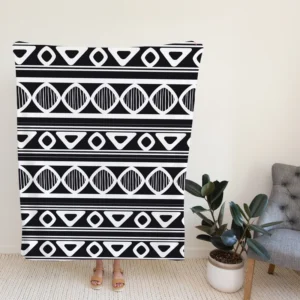 Black and White Aztec African Pattern Fleece Blanket