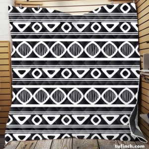 Black and White Aztec African Pattern Quilt Blanket