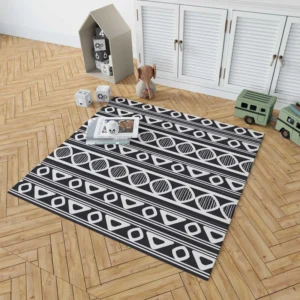 Black and White Aztec African Pattern Rug 1