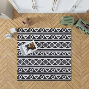 Black and White Aztec African Pattern Rug