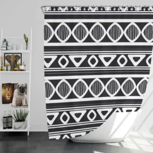 Black and White Aztec African Pattern Shower Curtain