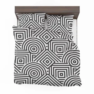 Black and White Geometric Shapes Pattern Bedding Set 1