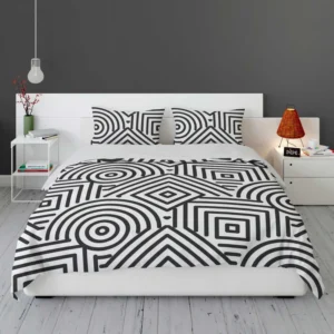 Black and White Geometric Shapes Pattern Bedding Set 2