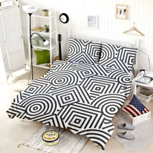 Black and White Geometric Shapes Pattern Bedding Set