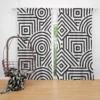 Black and White Geometric Shapes Pattern Curtain