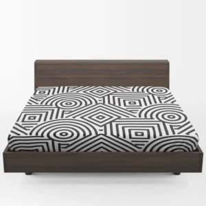 Black and White Geometric Shapes Pattern Fitted Sheet 1