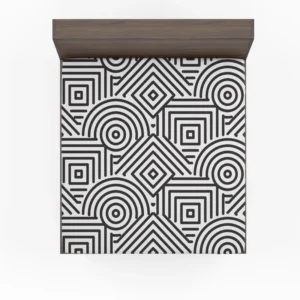 Black and White Geometric Shapes Pattern Fitted Sheet