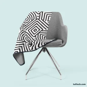 Black and White Geometric Shapes Pattern Fleece Blanket 2