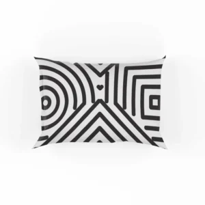 Black and White Geometric Shapes Pattern Pillow Case