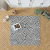 Black and White Geometric Shapes Pattern Rug