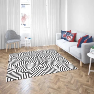 Black and White Geometric Shapes Pattern Rug 2