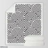 Black and White Geometric Shapes Pattern Sherpa Fleece Blanket