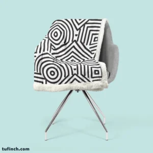 Black and White Geometric Shapes Pattern Sherpa Fleece Blanket 2