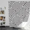 Black and White Geometric Shapes Pattern Shower Curtain