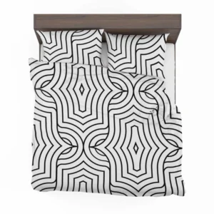 Black and White Linear Flat Abstract Lines Pattern Bedding Set 1