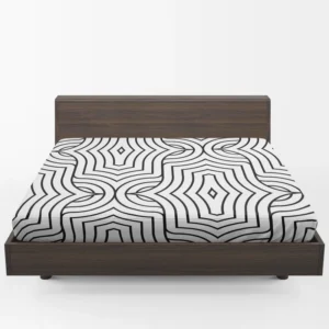 Black and White Linear Flat Abstract Lines Pattern Fitted Sheet 1