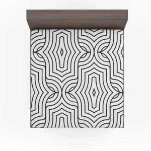 Black and White Linear Flat Abstract Lines Pattern Fitted Sheet